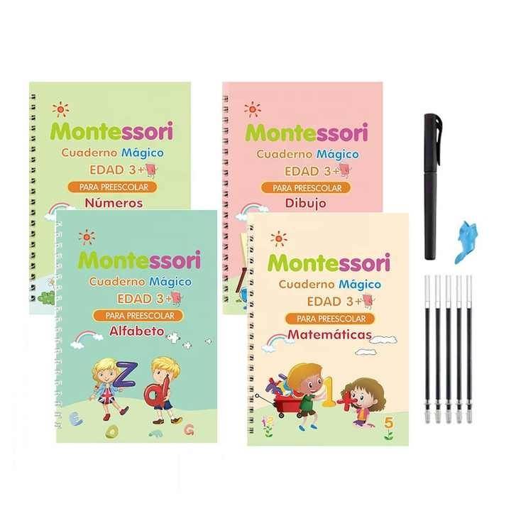 Kit de Caligrafía Mágica: 4 Libros Temáticos y Tinta Mágica Reutilizable!